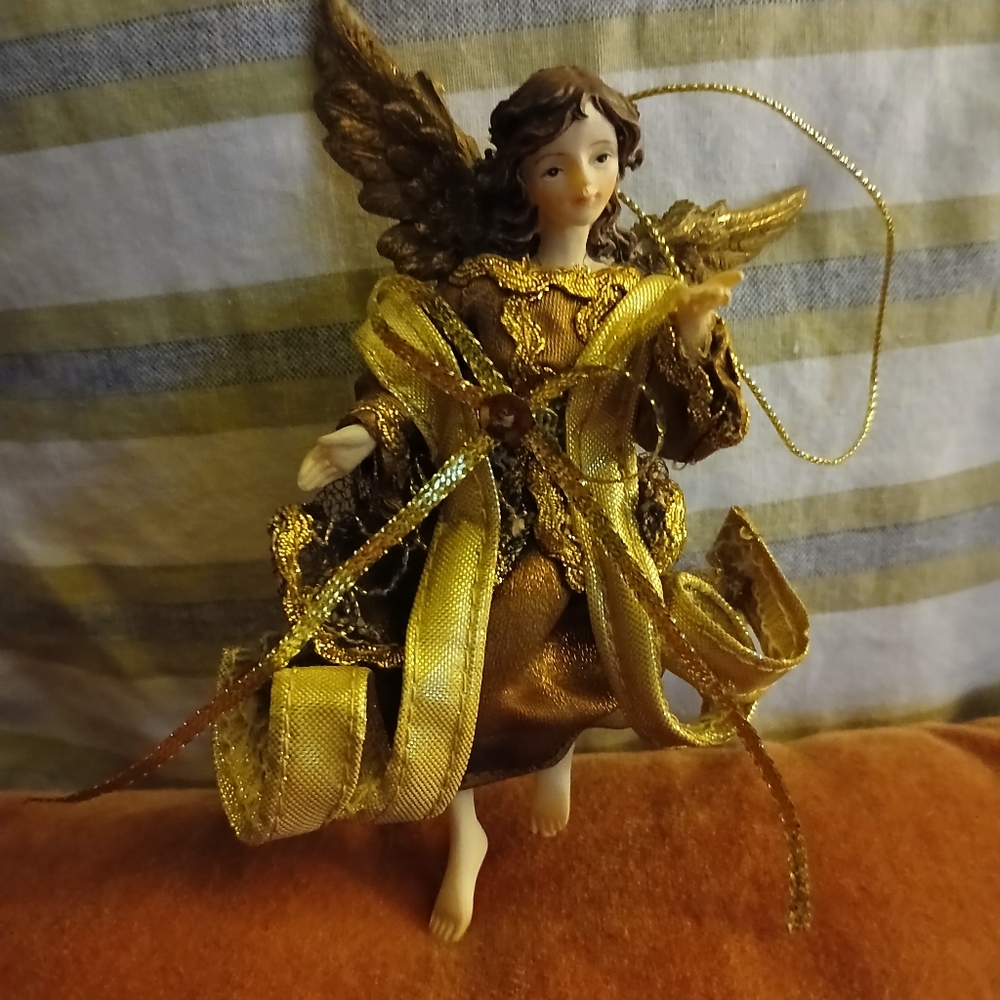 Vintage Angel Christmas Ornament  Embellished Dress
